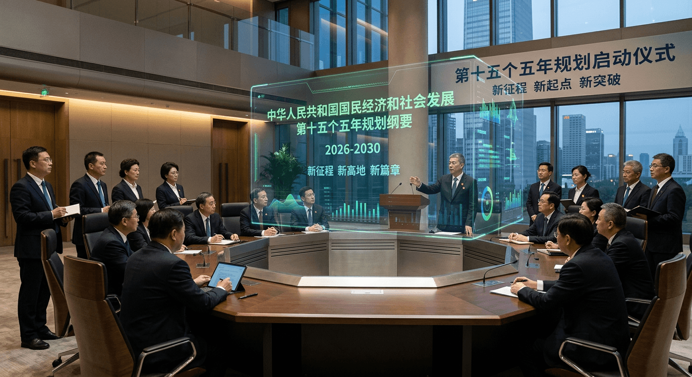 Chinese government conference with AI strategy displays