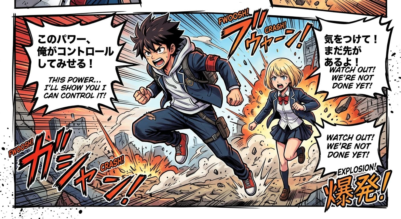 Manga panel with clean text rendering