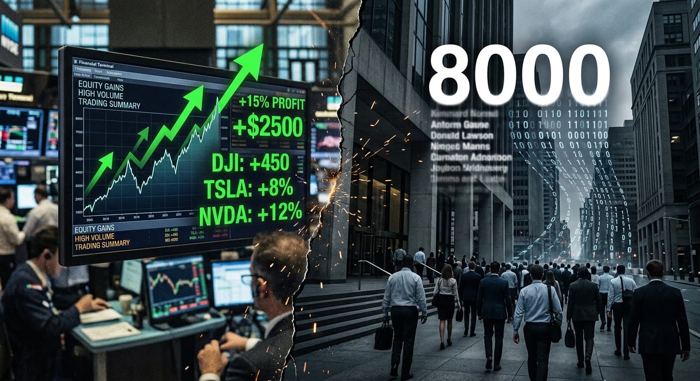 Corporate workforce reduction driven by AI capability improvements rather than financial crisis