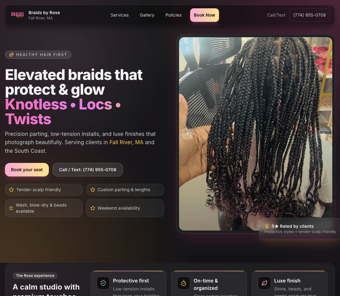 BraidsbyRose website preview