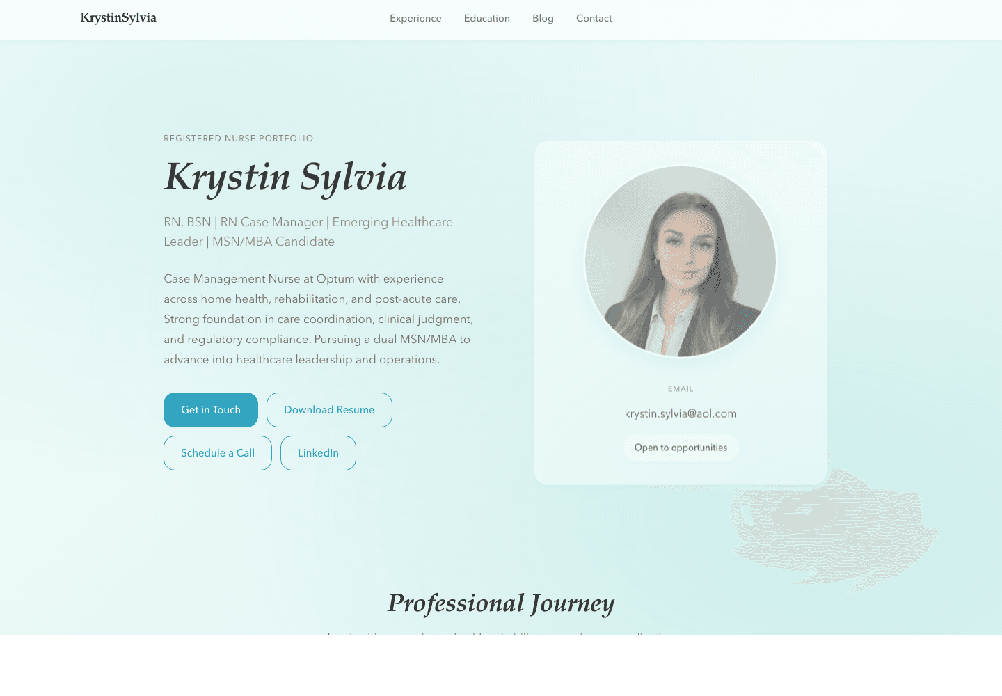 Krystin Sylvia website preview