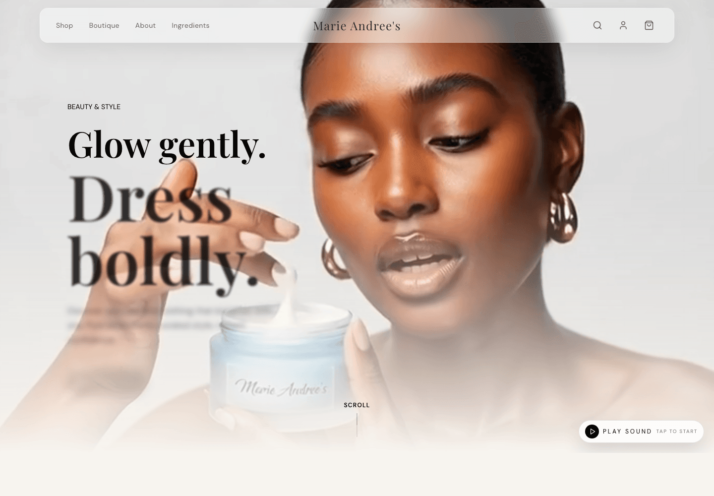 Marie Andre's website preview