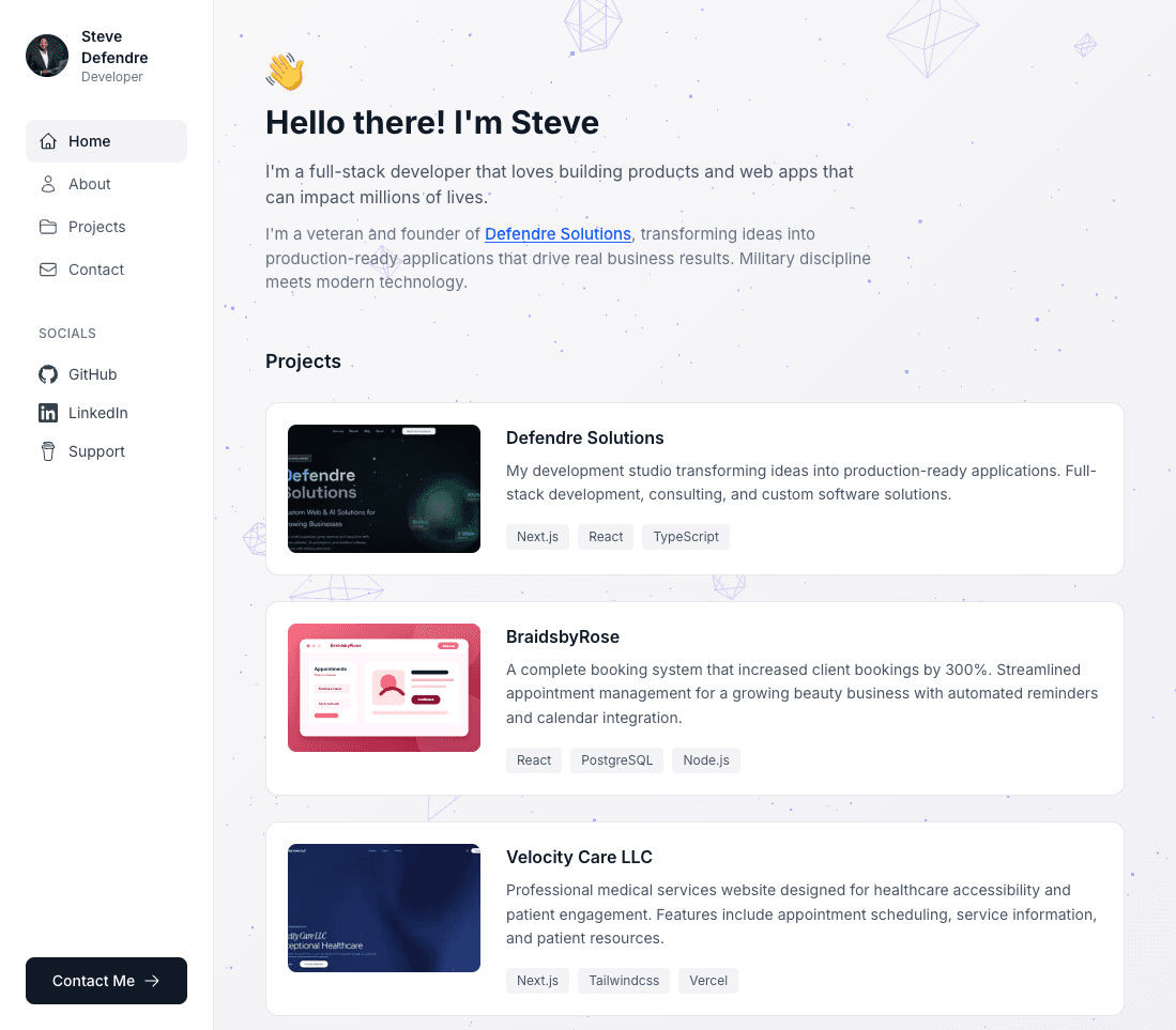 S. Defendre Portfolio website preview