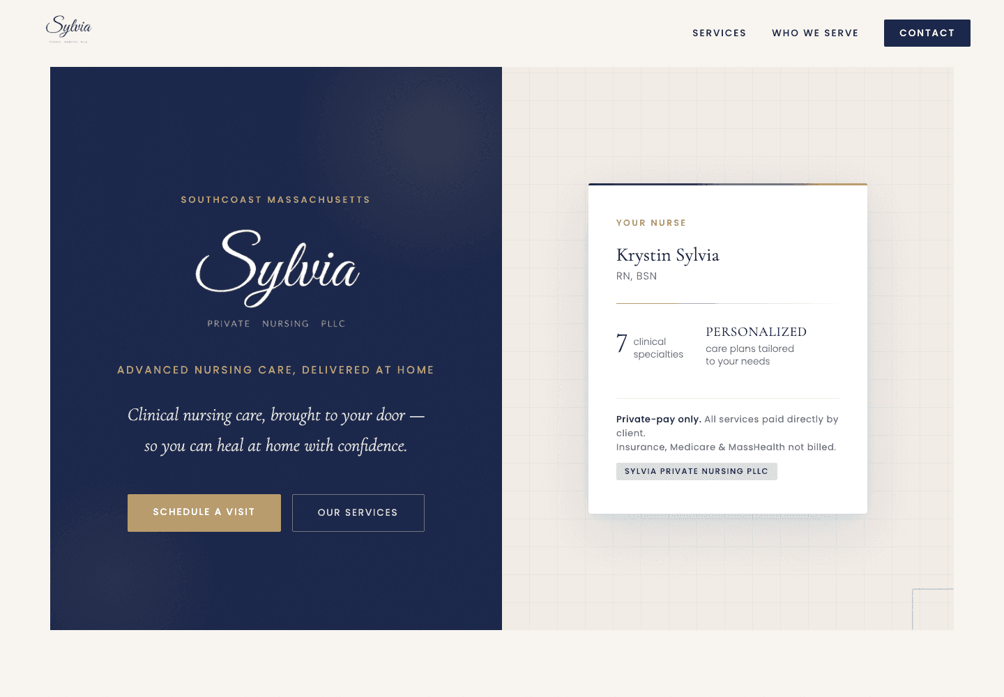 Sylvia Private Nursing website preview