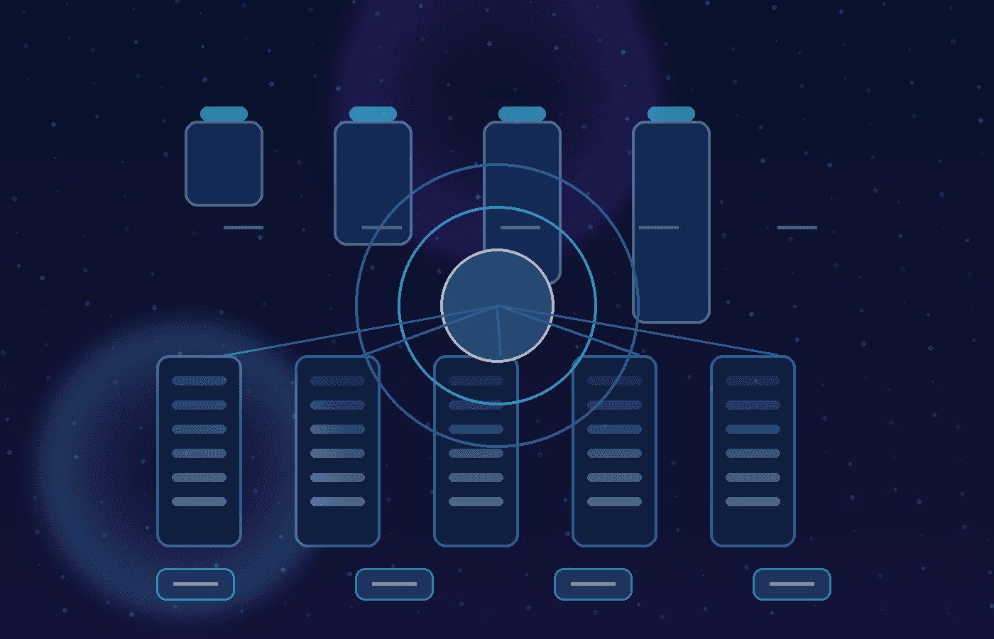 A premium AI infrastructure network under quarterly-style scrutiny, with compute commitments, cloud corridors, and enterprise revenue streams evaluated through hard financial gates