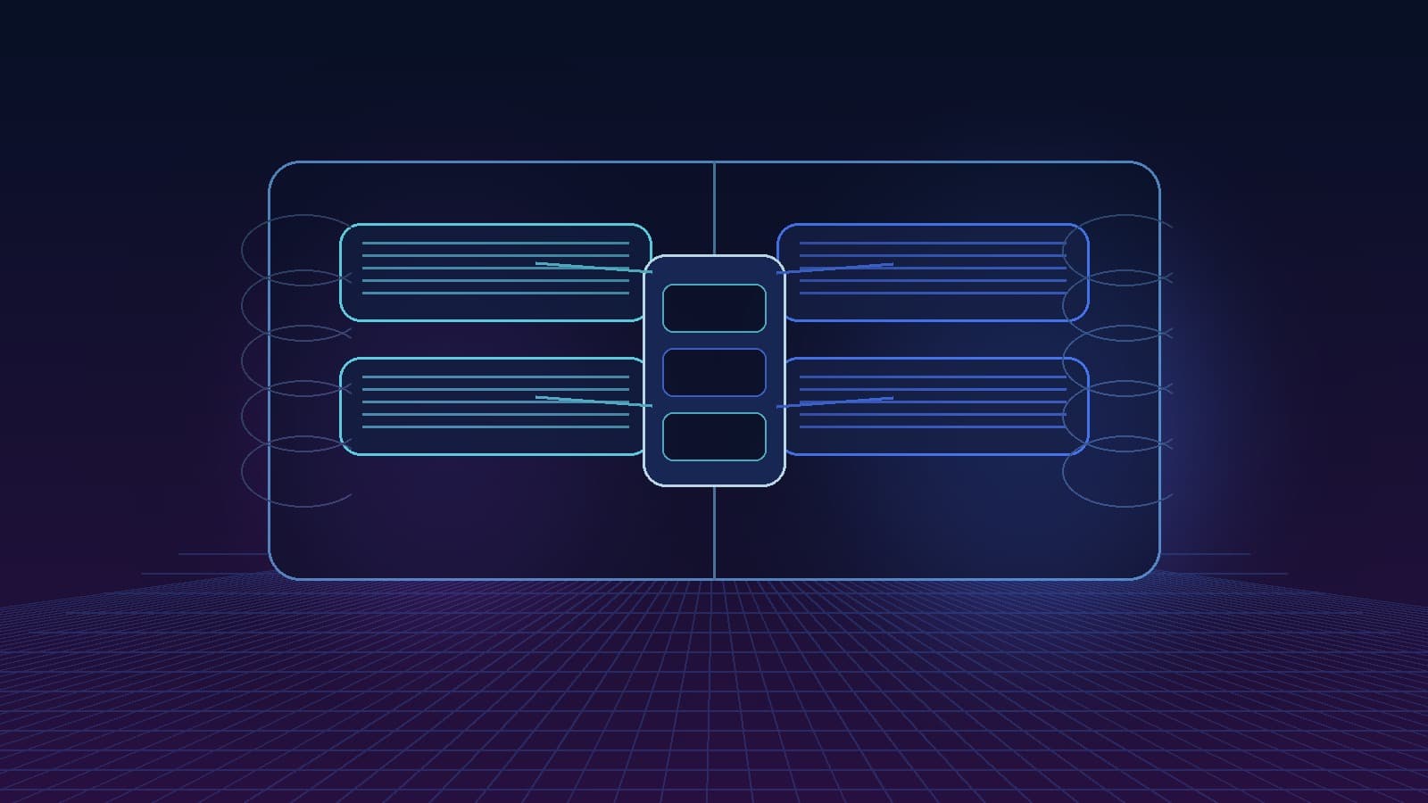 An executive cyber operations room where trusted teams enable specific AI capability modules while regulated workflows and restricted lanes remain visibly segmented