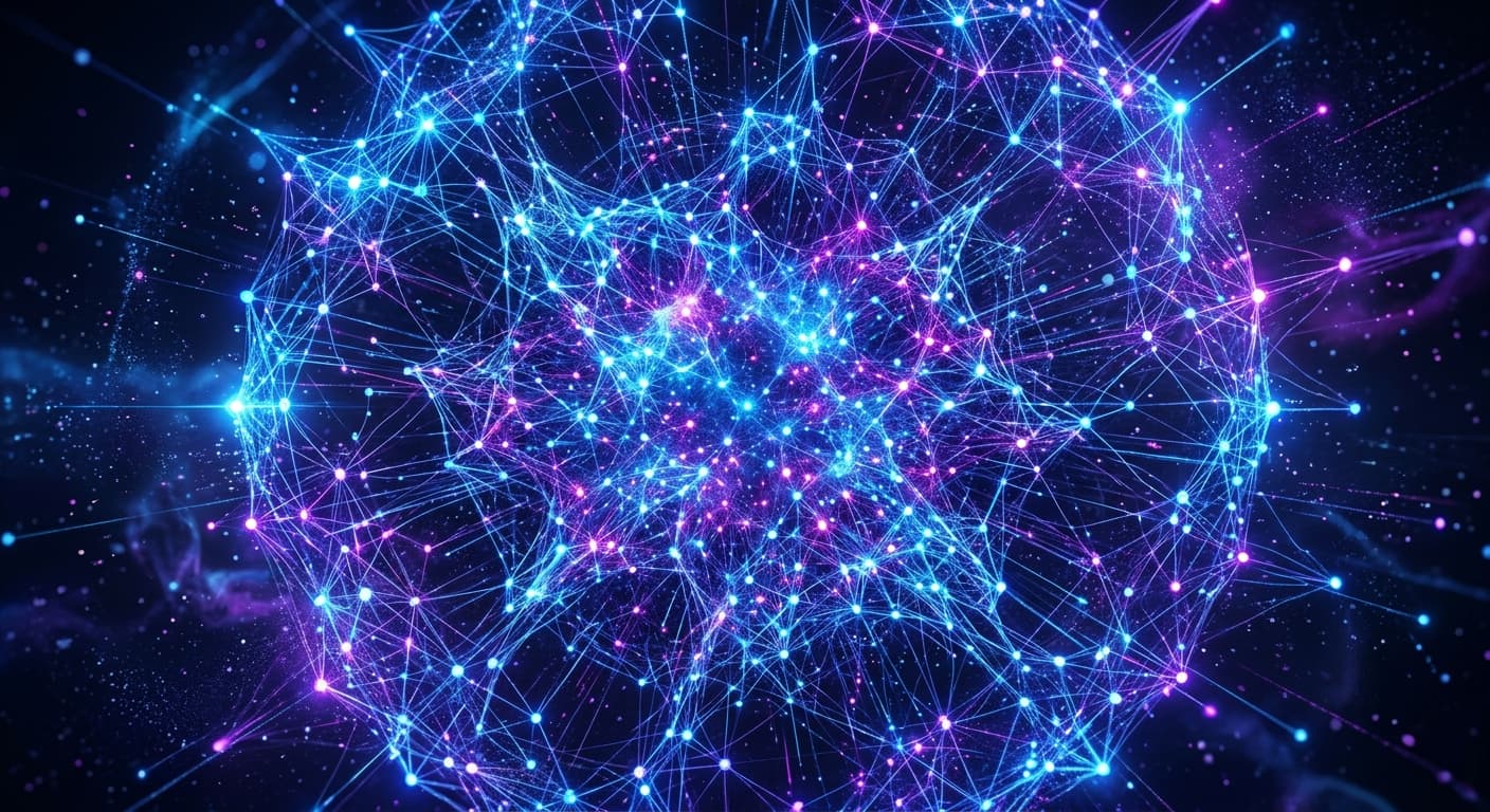 A trillion-parameter model visualized as a network of interconnected nodes