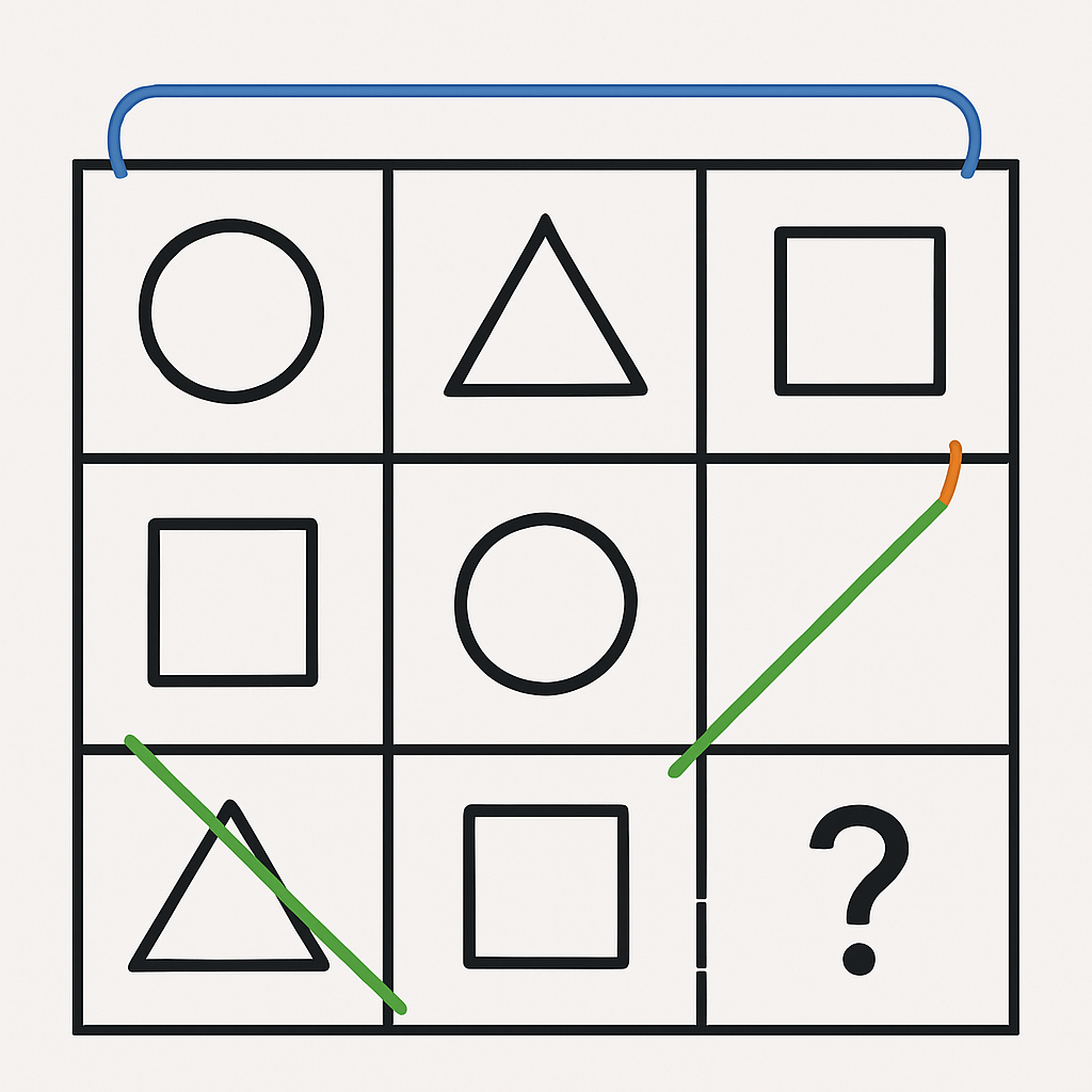 AI solving abstract reasoning puzzle grid